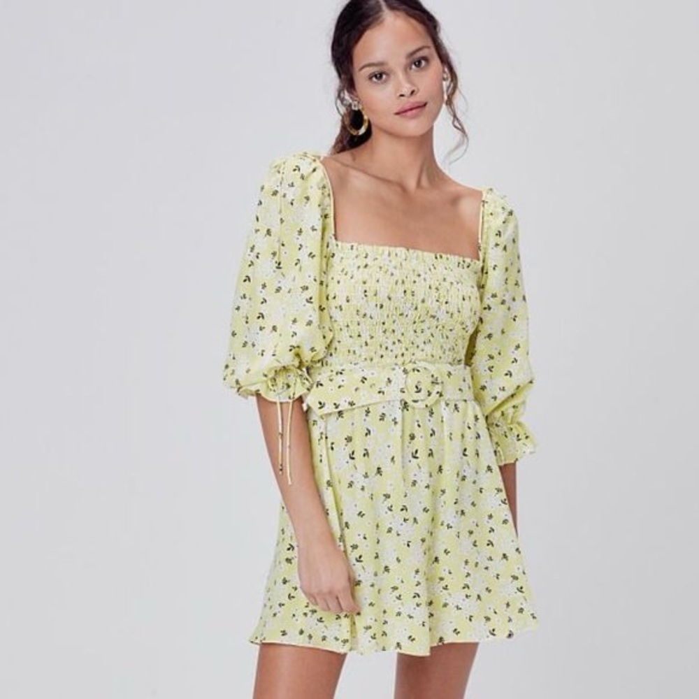 FOR LOVE AND LEMONS Chrysanthemum Mini Dress - Lemonade